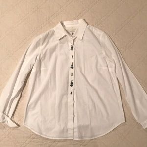 Ann Taylor embellished button up petite size S